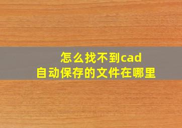 怎么找不到cad 自动保存的文件在哪里